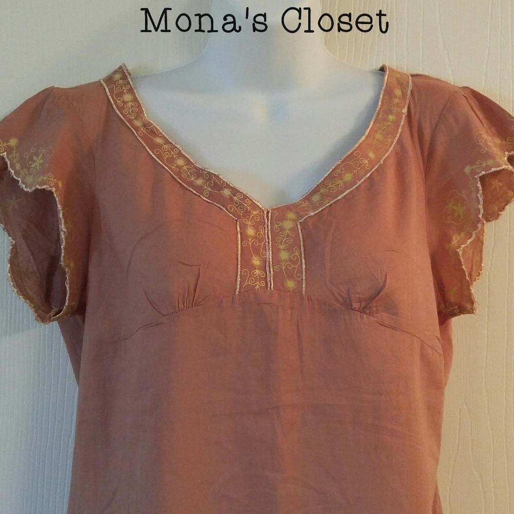 Tan Tunic w/Embroidery